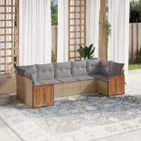 vidaXL 7-tlg. Garten-Sofagarnitur mit Kissen Beige Poly...