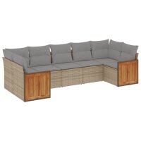 vidaXL 7-tlg. Garten-Sofagarnitur mit Kissen Beige Poly...