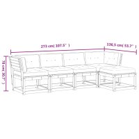 vidaXL 5-tlg. Garten-Sofagarnitur mit Kissen Wachsbraun Kiefernholz