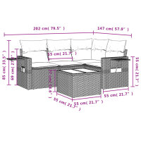 vidaXL 5-tlg. Garten-Sofagarnitur mit Kissen Schwarz Poly Rattan