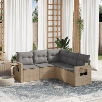 vidaXL 5-tlg. Garten-Sofagarnitur mit Kissen Beige Poly...