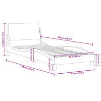 vidaXL Bettgestell mit Kopfteil Hellgrau 80x200 cm Samt