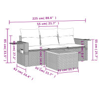 vidaXL 4-tlg. Garten-Sofagarnitur mit Kissen Beigemischung Poly Rattan