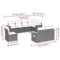 vidaXL 8-tlg. Garten-Sofagarnitur mit Kissen Schwarz Poly Rattan