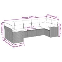 vidaXL 7-tlg. Garten-Sofagarnitur mit Kissen Beige Poly Rattan