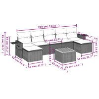 vidaXL 8-tlg. Garten-Sofagarnitur mit Kissen Grau Poly Rattan