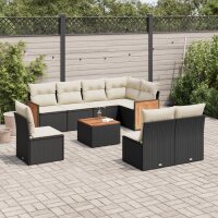 vidaXL 9-tlg. Garten-Sofagarnitur mit Kissen Schwarz Poly...