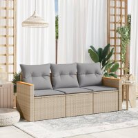 vidaXL 3-tlg. Garten-Sofagarnitur mit Kissen Beige Poly...