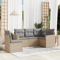 vidaXL 5-tlg. Garten-Sofagarnitur mit Kissen Beige Poly...