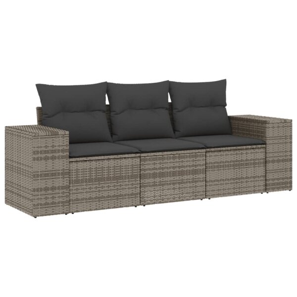 vidaXL 3-tlg. Garten-Sofagarnitur mit Kissen Grau Poly Rattan