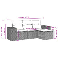 vidaXL 4-tlg. Garten-Sofagarnitur mit Kissen Beige Poly Rattan