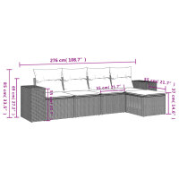 vidaXL 5-tlg. Garten-Sofagarnitur mit Kissen Grau Poly Rattan