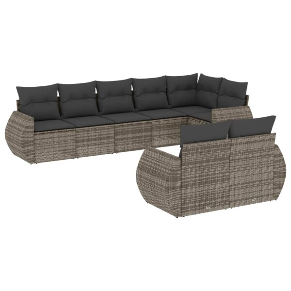 vidaXL 8-tlg. Garten-Sofagarnitur mit Kissen Grau Poly Rattan