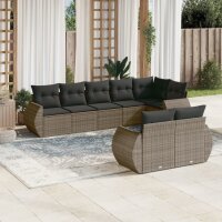 vidaXL 8-tlg. Garten-Sofagarnitur mit Kissen Grau Poly...