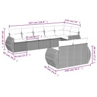 vidaXL 8-tlg. Garten-Sofagarnitur mit Kissen Grau Poly Rattan