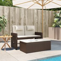 vidaXL Gartenbank Verstellbar mit Kissen Braun Poly Rattan