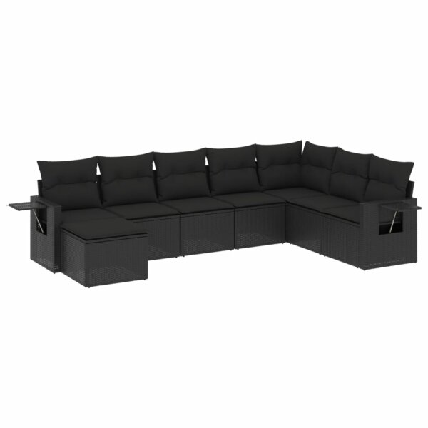 vidaXL 8-tlg. Garten-Sofagarnitur mit Kissen Schwarz Poly Rattan