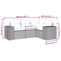 vidaXL 4-tlg. Garten-Sofagarnitur mit Kissen Beige Poly Rattan