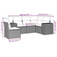 vidaXL 5-tlg. Garten-Sofagarnitur mit Kissen Grau Poly Rattan