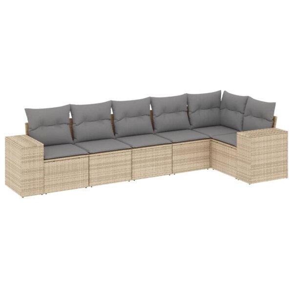 vidaXL 6-tlg. Garten-Sofagarnitur mit Kissen Beige Poly Rattan