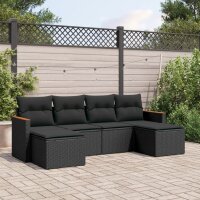 vidaXL 6-tlg. Garten-Sofagarnitur mit Kissen Schwarz Poly...