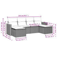 vidaXL 6-tlg. Garten-Sofagarnitur mit Kissen Schwarz Poly Rattan