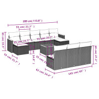 vidaXL 11-tlg. Garten-Sofagarnitur mit Kissen Schwarz Poly Rattan