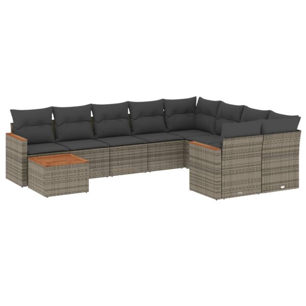 vidaXL 10-tlg. Garten-Sofagarnitur mit Kissen Grau Poly Rattan