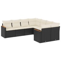 vidaXL 8-tlg. Garten-Sofagarnitur mit Kissen Schwarz Poly...