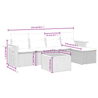 vidaXL 6-tlg. Garten-Sofagarnitur mit Kissen Schwarz Poly Rattan