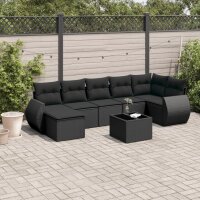 vidaXL 8-tlg. Garten-Sofagarnitur mit Kissen Schwarz Poly...