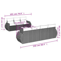 vidaXL 8-tlg. Garten-Sofagarnitur mit Kissen Schwarz Poly Rattan