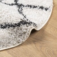 vidaXL Teppich Shaggy Hochflor Modern Creme und Schwarz &Oslash; 100 cm