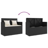 vidaXL Gartenbank mit Kissen Schwarz Poly Rattan