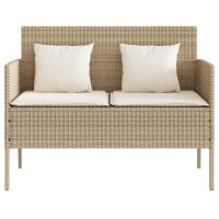 vidaXL Gartenbank mit Kissen Beige Poly Rattan