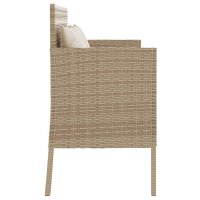 vidaXL Gartenbank mit Kissen Beige Poly Rattan