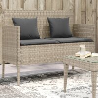 vidaXL Gartenbank mit Kissen Hellgrau Poly Rattan