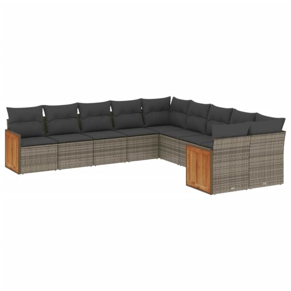 vidaXL 10-tlg. Garten-Sofagarnitur mit Kissen Grau Poly Rattan