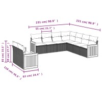 vidaXL 9-tlg. Garten-Sofagarnitur mit Kissen Grau Poly Rattan