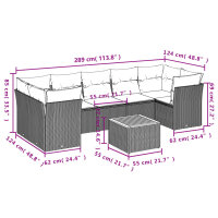 vidaXL 8-tlg. Garten-Sofagarnitur mit Kissen Schwarz Poly Rattan