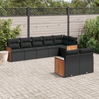 vidaXL 8-tlg. Garten-Sofagarnitur mit Kissen Schwarz Poly...