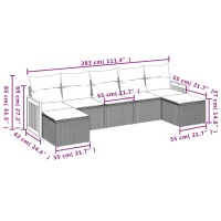 vidaXL 7-tlg. Garten-Sofagarnitur mit Kissen Schwarz Poly Rattan