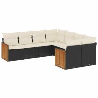 vidaXL 8-tlg. Garten-Sofagarnitur mit Kissen Schwarz Poly...