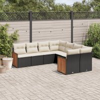 vidaXL 8-tlg. Garten-Sofagarnitur mit Kissen Schwarz Poly...