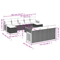 vidaXL 11-tlg. Garten-Sofagarnitur mit Kissen Grau Poly Rattan