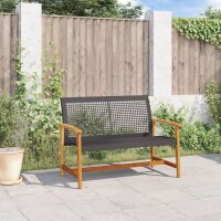 vidaXL Gartenbank Schwarz 112 cm Poly Rattan und Akazienholz