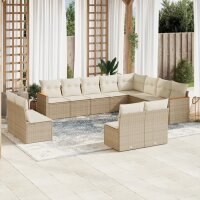 vidaXL 12-tlg. Garten-Sofagarnitur mit Kissen Beige Poly...