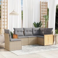 vidaXL 5-tlg. Garten-Sofagarnitur mit Kissen Beige Poly...