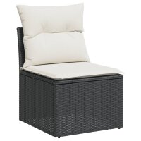 vidaXL 6-tlg. Garten-Sofagarnitur mit Kissen Schwarz Poly Rattan