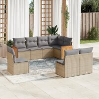 vidaXL 8-tlg. Garten-Sofagarnitur mit Kissen Beige Poly...